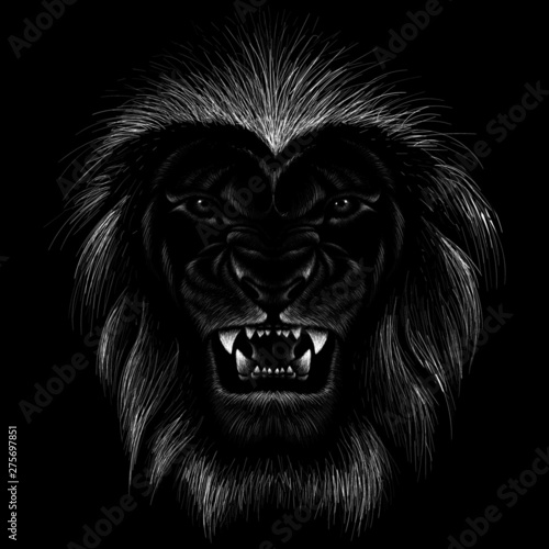 Vektor: The Vector logo lion for tattoo or T-shirt print design or outwear. Hunting style lions background. The Vector logo lion for tattoo or T-shirt print design or outwear. Hunting style lions background.