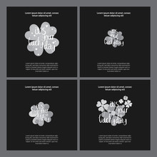 It's Your Lucky Day Wishes Cards Template Set, Drawn Labels Kit Grayscale