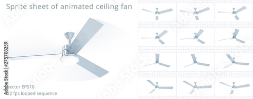 Ceiling Fan Animated 3d Model Vector Sprite Sheet Sequence With
