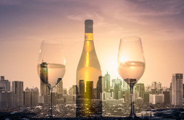 Wall Mural - Wine and beautiful city views