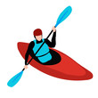 Kayak man isolated on white background, kayaking flat vector illustration