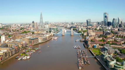 Wall Mural - Aerial London view near Tower bridge and the Shard skyscraper. 