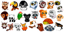 Set Of Cute Cartoon Little Wild Animals. Kids Love. Vector Collection