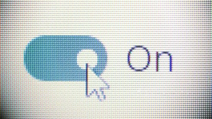 turning on and off button on computer screen