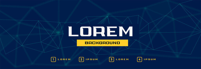 digital technology banner or header with mesh lines