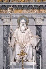 Wall Mural - Saint Benedlct statue in the basilica of Saint Paul Outside the Walls, Rome, Italy 