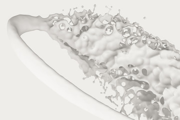 Sticker - Purity splashing milk with creative shapes, 3d rendering.