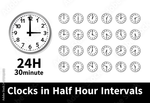 シンプル 時計 24時間 30分刻み 30分毎 黒 影のある フレーム Buy This Stock Vector And Explore Similar Vectors At Adobe Stock Adobe Stock