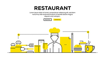 Wall Mural - RESTAURANT FLAT LINE WEB BANNER DESIGN