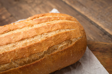 Wall Mural - French baguettes. Wheaten long loafs. Traditional baked white bread. Copy space