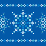 Fototapeta Kosmos - Christmas snowflakes. Ethnic boho seamless pattern. Lace. Embroidery on fabric. Patchwork texture. Weaving. Traditional ornament. Tribal pattern. Folk motif. Can be used for wallpaper, textile, wrappi