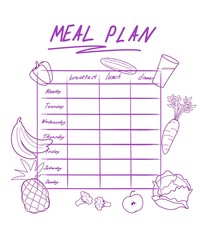 menu plan for food,diet.vector image