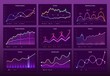© Tartila - Line graph charts. Business financial graphs, marketing chart graphics and histogram infographic. Economy data graph, crypto currency prices bar or analytics analysis diagram vector set