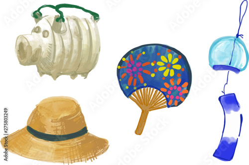 和風 夏素材セット 蚊取り線香 麦わら帽子 うちわ 風鈴 手描きイラスト Buy This Stock Illustration And Explore Similar Illustrations At Adobe Stock Adobe Stock