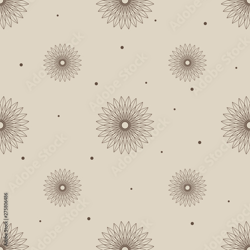 Flowers on a beige background. Vector seamless pattern.