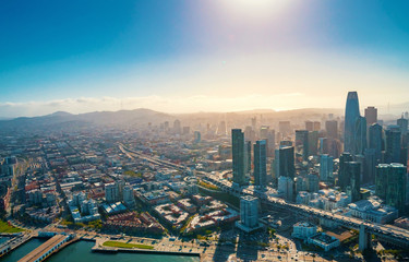 Wall Mural - Downtown San Francisco aerial view of skyscrapers