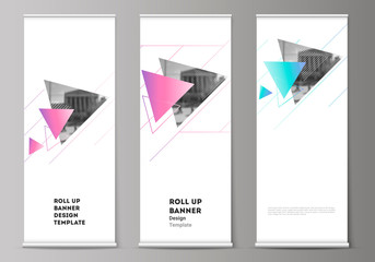 Wall Mural - the vector illustration of the editable layout of roll up banner stands, vertical flyers, flags desi