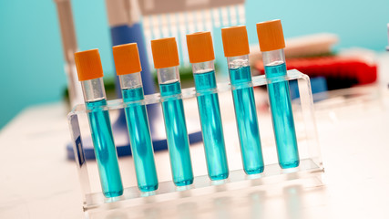 Poster - Test tubes and flasks in a chemical laboratory