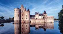 Castle Or Chateau De Sully-sur-Loire At Dusk, France