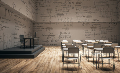 Wall Mural - Minimalistic classroom with math formulas
