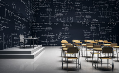 Luxury classroom with math formulas