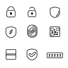 Wall Mural - security and lock related icon line design with black and white color