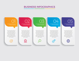 Wall Mural - Infographic design vector and marketing icons can be used for workflow layout, diagram, annual report, web design.  Business concept with 5 options, steps or processes. - Vector 