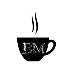 Wall Mural - BM Initial Logo, Coffee or tea icon