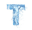 letter T made of water splash isolated on white background
