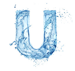 Wall Mural - letter U made of water splash isolated on white background