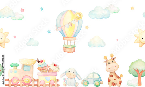 Obraz Dibond watercolor. children's illustration. toys.