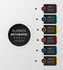 Circle infograph design with 6 steps. Vector