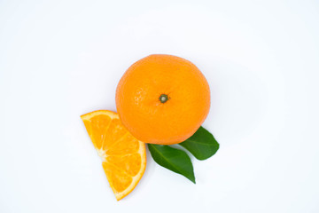 Wall Mural - fresh orange slices on white background