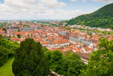 Fototapeta Miasto - Heidelberg's old city centre from the castle above