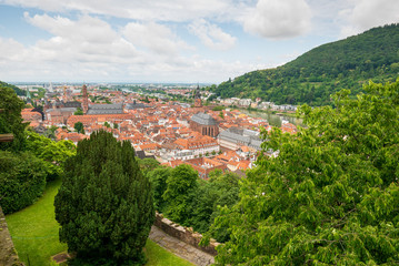 Wall Mural - Heidelberg's old city centre from the castle above