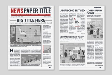 newspaper layout. news column articles newsprint magazine design. brochure newspaper sheets. editori