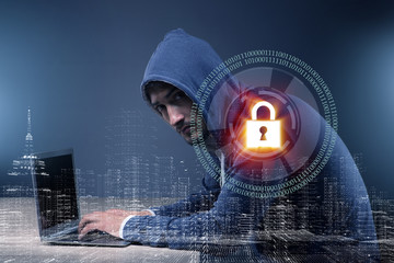 Hacker in digital security concept