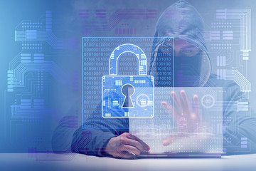 Young hacker in cybersecurty concept