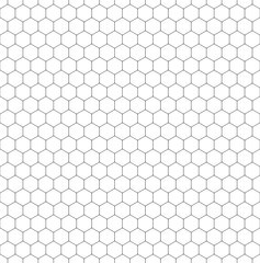 Wall Mural - Hexagon seamless pattern. Black honeycomb on white background. Golf texture.