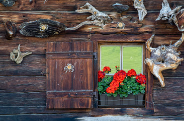 Canvas Print - Tiroler Hüttenfenster