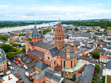 Fototapeta Niebo - Mainz cathedral aerial view, Germany