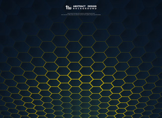 Wall Mural - abstract gradient hexagonal technology on yellow background cover decoration design.