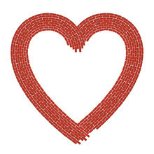 Heart Shaped Border Consisting Of Red Bricks