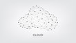 Abstract connecting dots and lines with Cloud computing technology on white and grey background.
