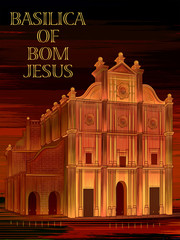 vector illustration of historical monument Basilica of Bom Jesus in Goa, India