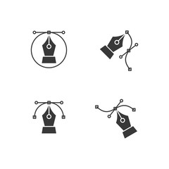 Poster - Pen tool cursor icon set symbol template black color editable. Simple logo vector illustration for graphic and web design.