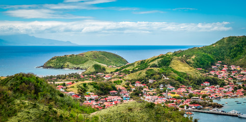 Fototapete - Panoramic landscape view of Terre-de-Haut, Guadeloupe, Les Saintes, Caribbean Sea.