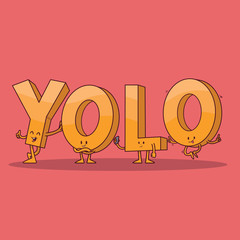 YOLO letter characters vector illustration. Letter, generation, social media, invitation design concept