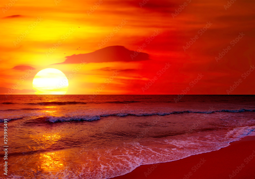 Fantastic sunset over ocean - obrazy, fototapety, plakaty 