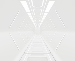 Wall Mural - 3d rendering furnished ,spaceship white interior background